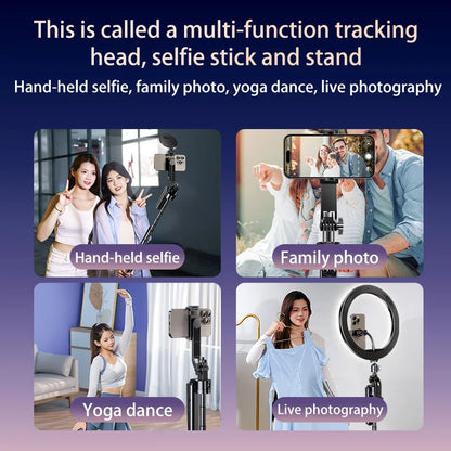 Perche à selfie professionnelle à rotation automatique à 360 degrés avec suivi du visage et 2 lumières de remplissage, mini caméra, application en usine