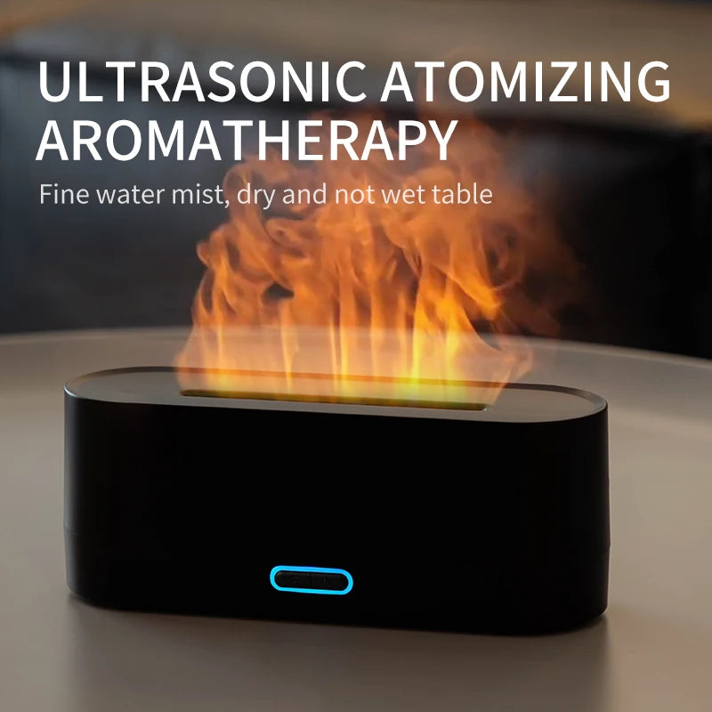 Diffuser portable 3en1 3D, Humidificateur à flamme, Aromathérapie Diffuser