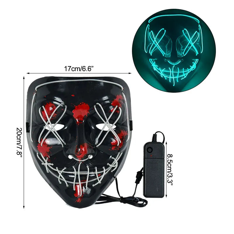 Masque néon d'Halloween Cosmask, Masque à LED, Masque de fête lumineux