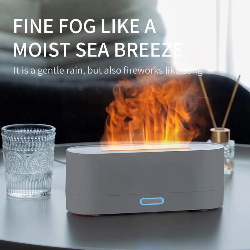 Diffuser portable 3en1 3D, Humidificateur à flamme, Aromathérapie Diffuser