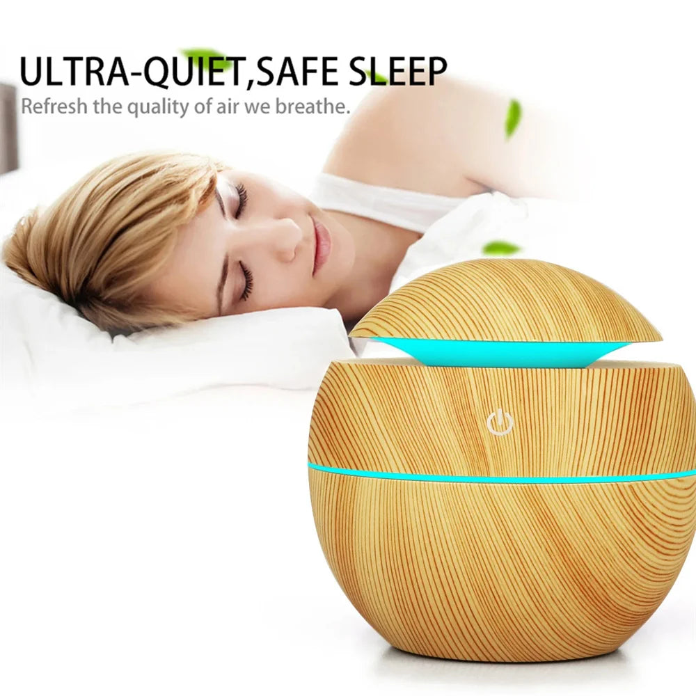 Humidificateur d'air électrique, diffuseur d'arômes en bois, humidificateur d'air ultrasonique, huile essentielle, aromathérapie, brumisateur frais pour chambre à coucher
