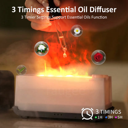 Humidificateur d'air aromatique, Diffuseur d'huiles essentielles, Humidificateur Mini flamme avec lumière LED