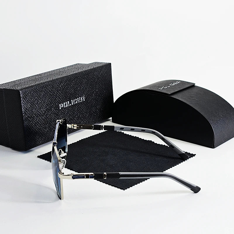 Lunettes de soleil polarisées Policer de marque de luxe pour hommes, lunettes de soleil classiques, lunettes de pilote de haute qualité, protection UV 400 6321