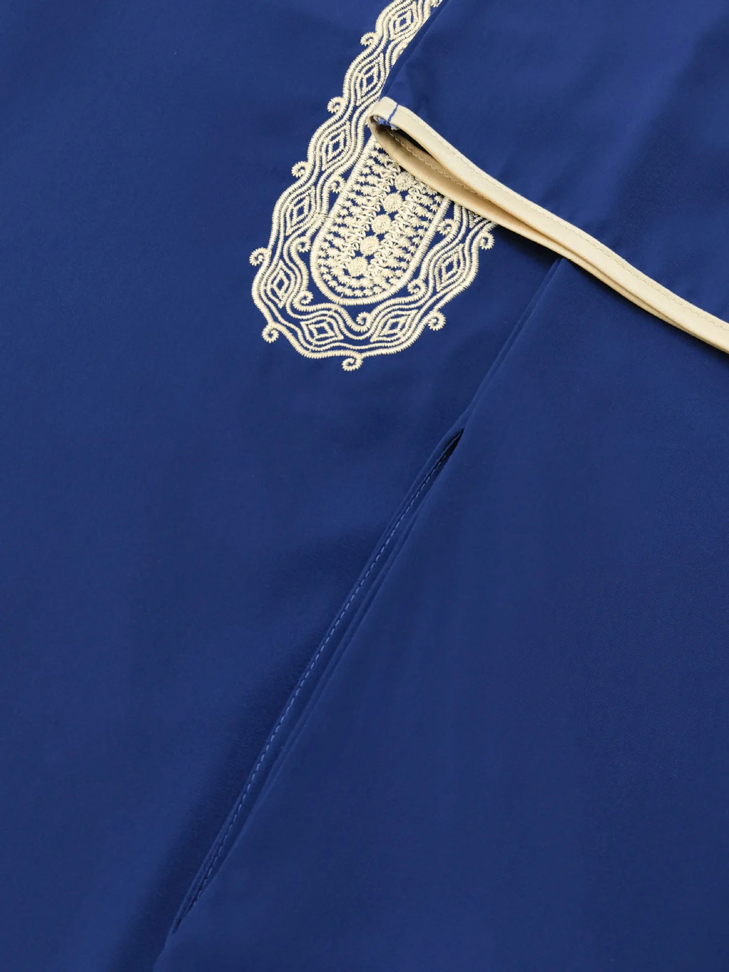 Robe longue brodée à manches mi-longues pour homme, couleur unie, style musulman, style marocain, Pakistan, Arabie, 2025