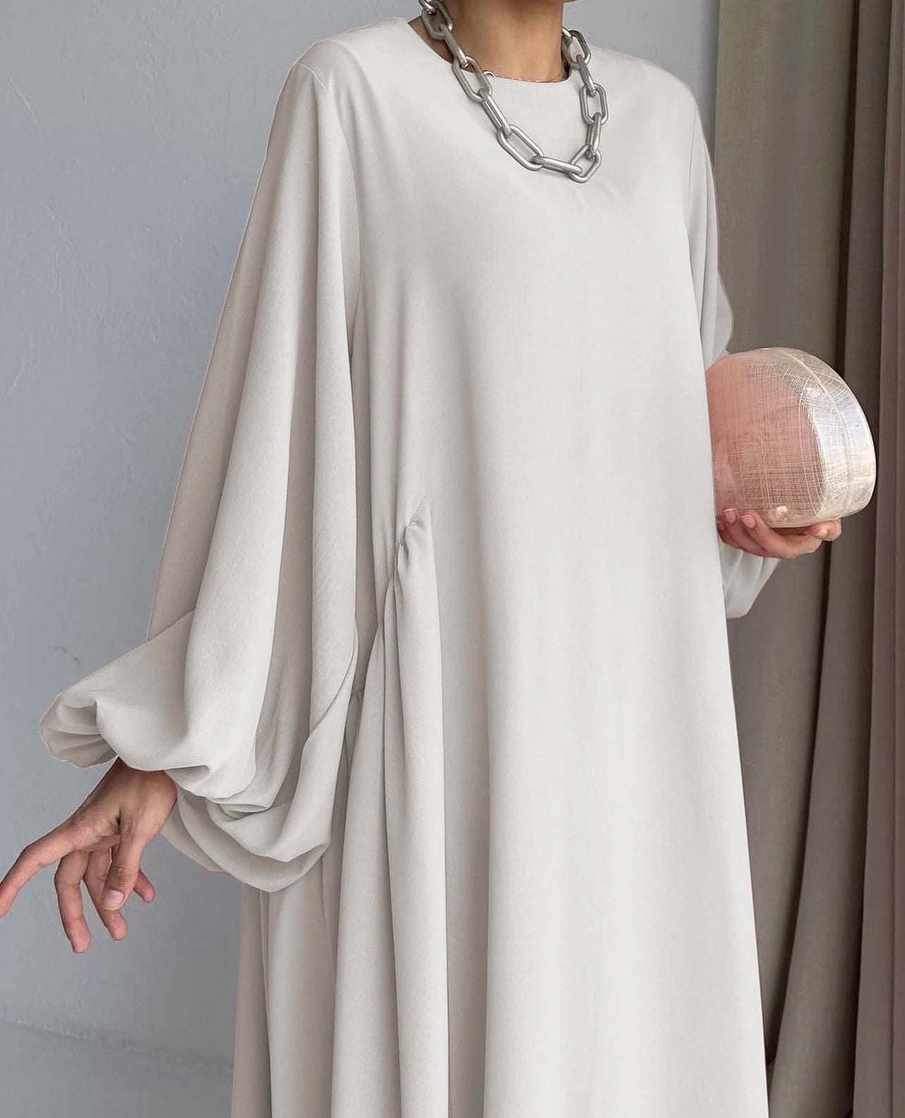 Abaya Ramadan unie à manches évasées, kebaya kaftan, élégante robe longue à col ras du cou, abayas islamiques pour femmes