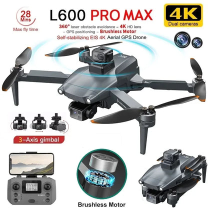Drone GPS professionnel L600 PRO MAX 4K 3 axes PTZ HD double caméra évitement d'obstacles moteur sans balais 5G WIFI RC Quadcopter