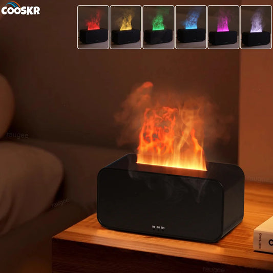 Humidificateur d'air aromatique, Diffuseur d'huiles essentielles, Humidificateur Mini flamme avec lumière LED