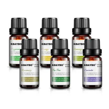 Huiles essentielles pour diffuseur, humidificateur d'huiles essentielles d'aromathérapie, 6 parfums : lavande, arbre à thé, romarin, citronnelle et orange