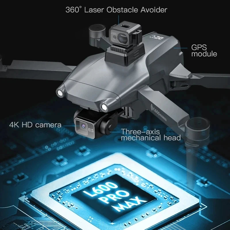 Drone GPS professionnel L600 PRO MAX 4K 3 axes PTZ HD double caméra évitement d'obstacles moteur sans balais 5G WIFI RC Quadcopter