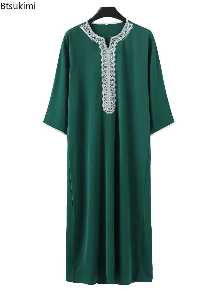 2025 Vêtements musulmans traditionnels pour hommes Eid Moyen-Orient Jubba Thobe Hommes Thobe Robes musulmanes arabes à manches courtes Cadeau pour mari