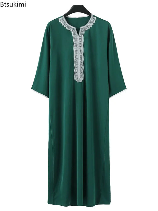 2025 Vêtements musulmans traditionnels pour hommes Eid Moyen-Orient Jubba Thobe Hommes Thobe Robes musulmanes arabes à manches courtes Cadeau pour mari