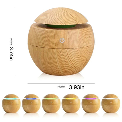 Humidificateur d'air électrique, diffuseur d'arômes en bois, humidificateur d'air ultrasonique, huile essentielle, aromathérapie, brumisateur frais pour chambre à coucher