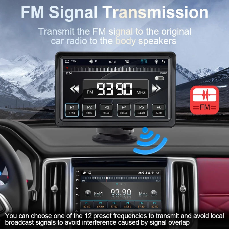CarPlay Android Auto Autoradio Multimédia Lecteur Vidéo Écran Tactile Portable 7 Pouces Avec USB AUX Pour Caméra de Recul