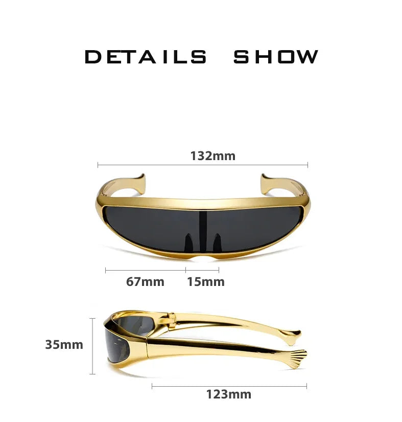 Lunettes de soleil futuristes monoblocs personnalisées galvanisées pour femmes et hommes, style steampunk Y2K 2024, lunettes de soirée rave UV400