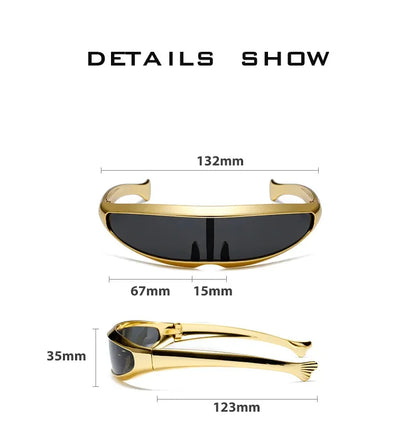 Lunettes de soleil futuristes monoblocs personnalisées galvanisées pour femmes et hommes, style steampunk Y2K 2024, lunettes de soirée rave UV400