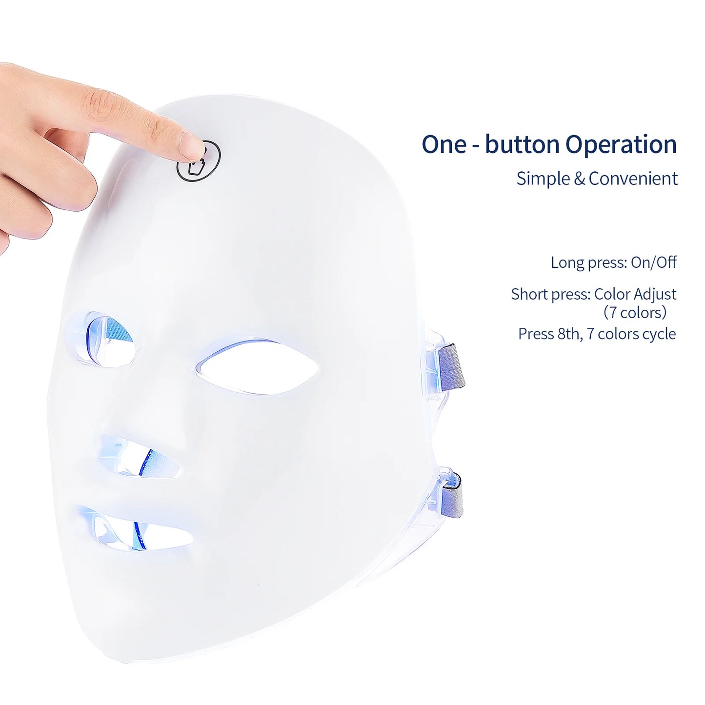 Masque à LED rechargeable 7 couleurs,  Masque de beauté, LED Rajeunissement de la peau, Masque de soins anti-rides