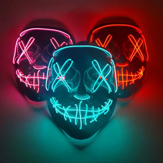 Masque néon d'Halloween Cosmask, Masque à LED, Masque de fête lumineux