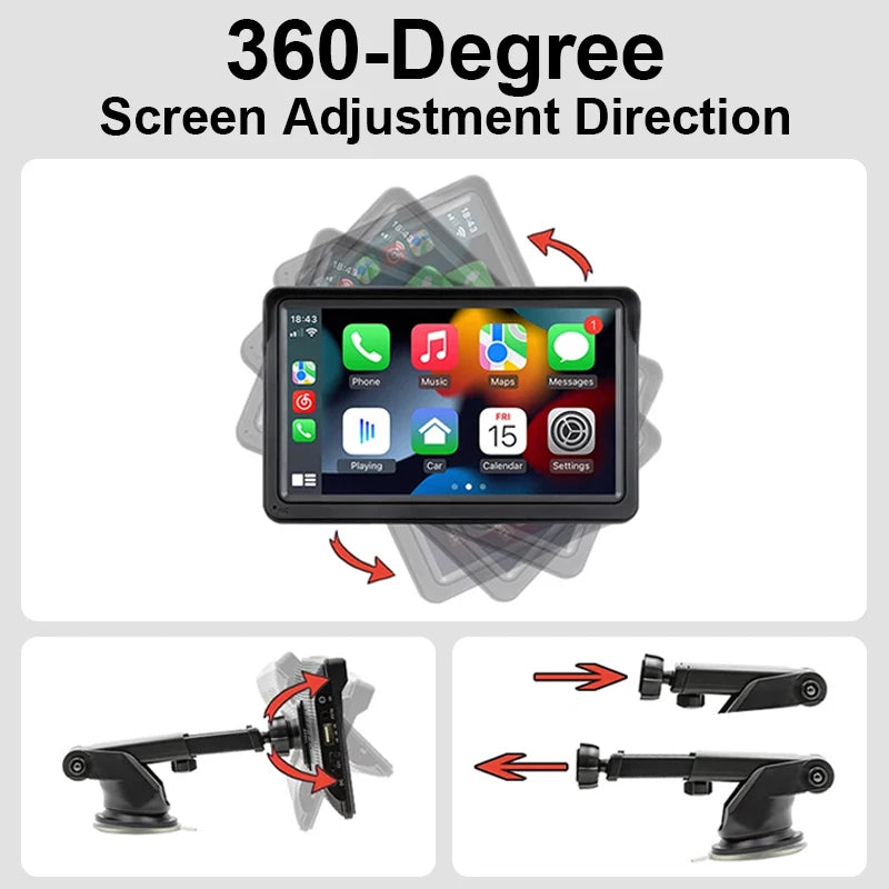 CarPlay Android Auto Autoradio Multimédia Lecteur Vidéo Écran Tactile Portable 7 Pouces Avec USB AUX Pour Caméra de Recul