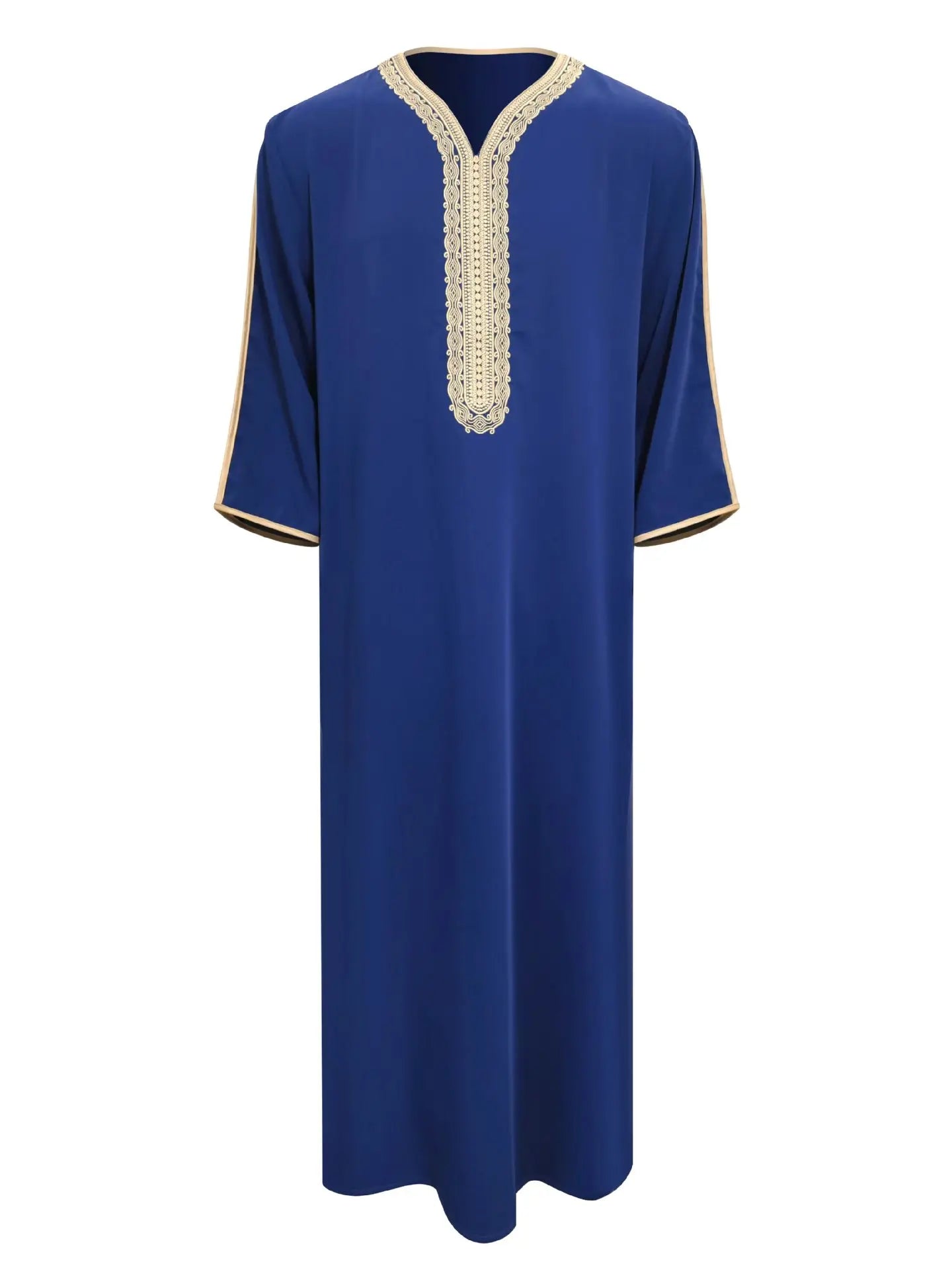 Robe longue brodée à manches mi-longues pour homme, couleur unie, style musulman, style marocain, Pakistan, Arabie, 2025