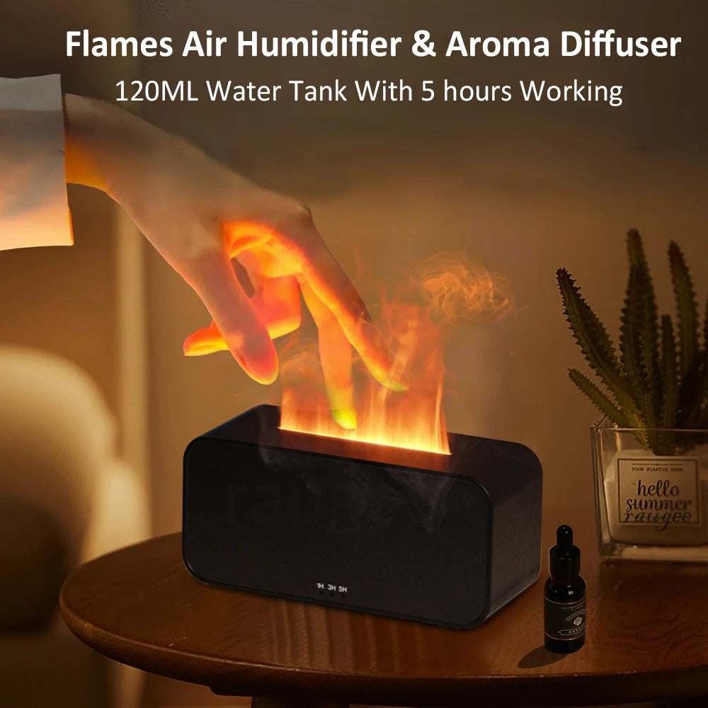 Humidificateur d'air aromatique, Diffuseur d'huiles essentielles, Humidificateur Mini flamme avec lumière LED