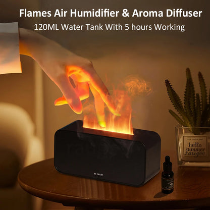Humidificateur d'air aromatique, Diffuseur d'huiles essentielles, Humidificateur Mini flamme avec lumière LED