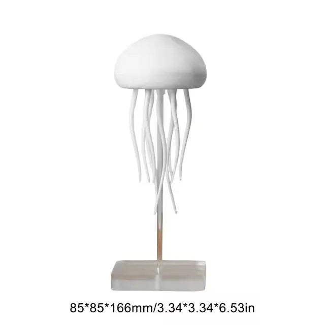 Lampe de table moderne méduse USB rechargeable, Ajustable RGB lumière de nuit, LED méduse changeant de couleur avec base Décoration de chambre