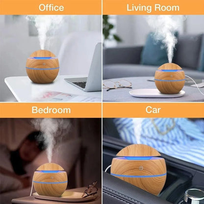 Humidificateur d'air électrique, diffuseur d'arômes en bois, humidificateur d'air ultrasonique, huile essentielle, aromathérapie, brumisateur frais pour chambre à coucher