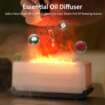 Humidificateur d'air aromatique, Diffuseur d'huiles essentielles, Humidificateur Mini flamme avec lumière LED