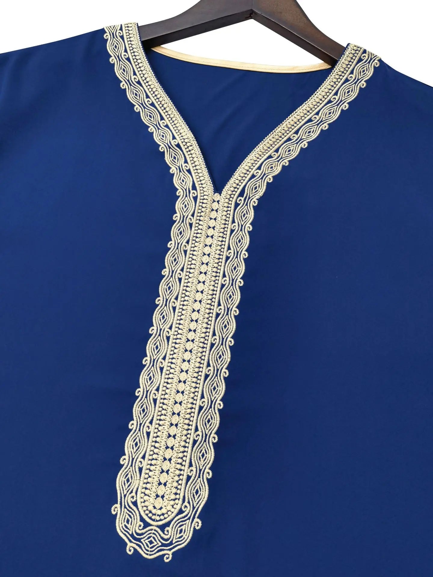 Robe longue brodée à manches mi-longues pour homme, couleur unie, style musulman, style marocain, Pakistan, Arabie, 2025
