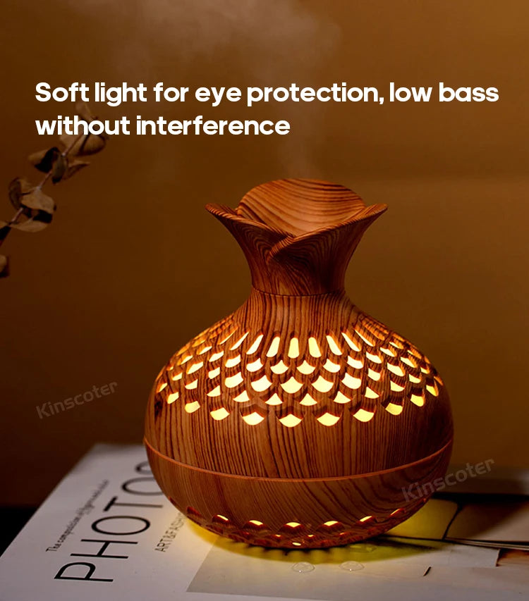 Humidificateur en grain de bois 300ml, Aroma Diffuser Atomizer USB