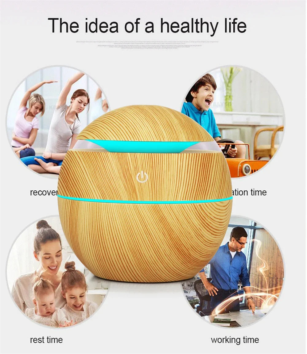 Humidificateur d'air électrique, diffuseur d'arômes en bois, humidificateur d'air ultrasonique, huile essentielle, aromathérapie, brumisateur frais pour chambre à coucher