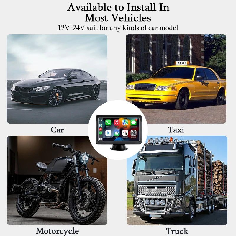 CarPlay Android Auto Autoradio Multimédia Lecteur Vidéo Écran Tactile Portable 7 Pouces Avec USB AUX Pour Caméra de Recul