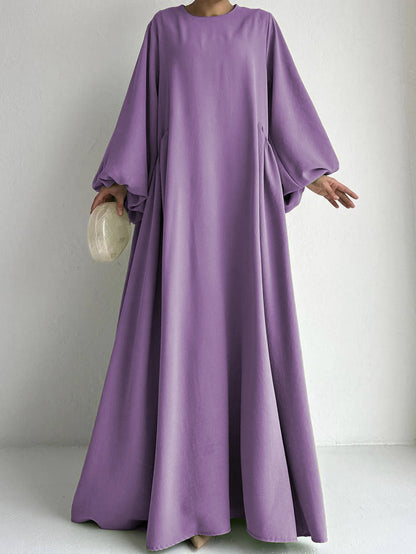 Abaya Ramadan unie à manches évasées, kebaya kaftan, élégante robe longue à col ras du cou, abayas islamiques pour femmes