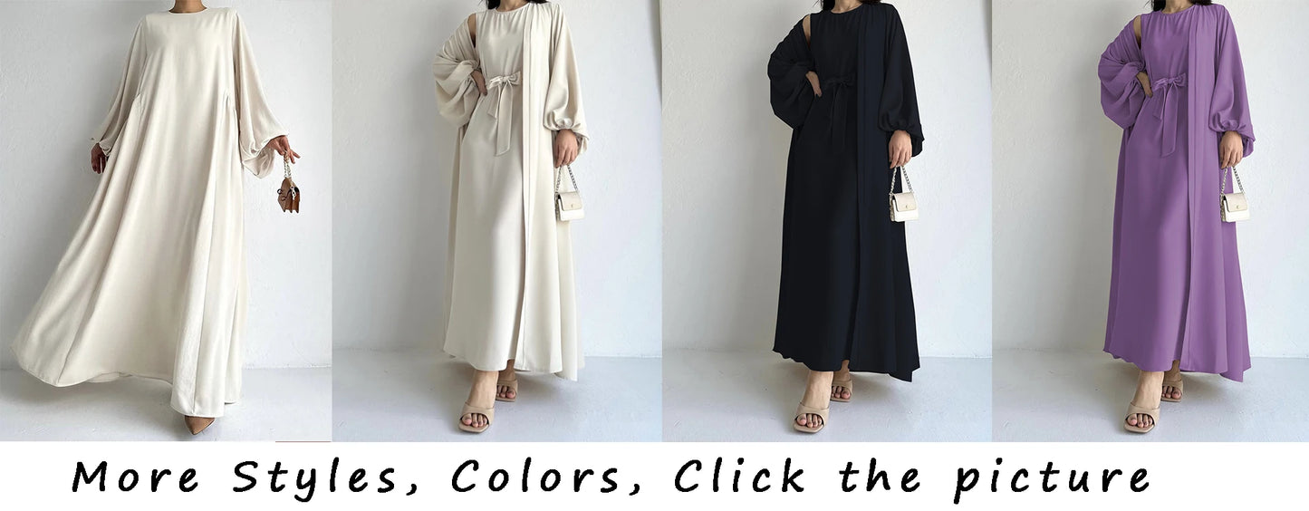 Abaya Ramadan unie à manches évasées, kebaya kaftan, élégante robe longue à col ras du cou, abayas islamiques pour femmes