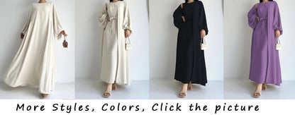 Abaya Ramadan unie à manches évasées, kebaya kaftan, élégante robe longue à col ras du cou, abayas islamiques pour femmes