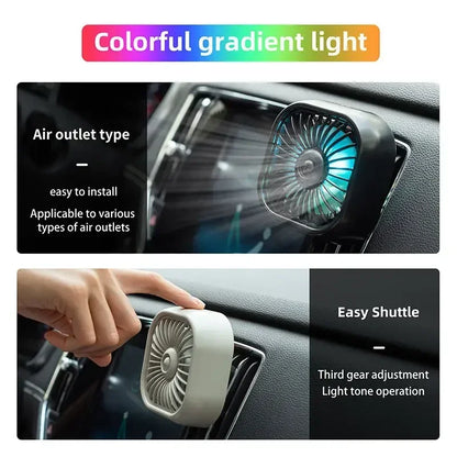Mini ventilateur de voiture - Refroidissement rapide, économe en énergie, alimenté par USB - Portable, couleurs vives, installation facile