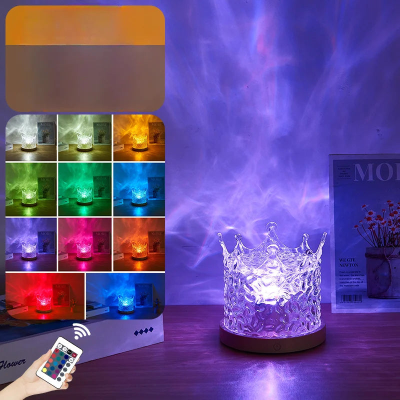 Projecteur de vagues océaniques 16 couleurs, lampe de nuit Aurora Glow pour la maison, le bureau, le bar, le restaurant, projecteur sous-marin, veilleuse