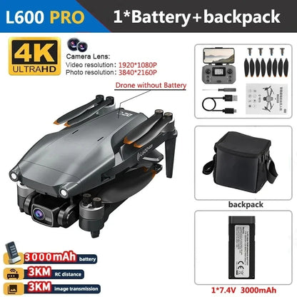 Drone GPS professionnel L600 PRO MAX 4K 3 axes PTZ HD double caméra évitement d'obstacles moteur sans balais 5G WIFI RC Quadcopter