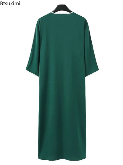 2025 Vêtements musulmans traditionnels pour hommes Eid Moyen-Orient Jubba Thobe Hommes Thobe Robes musulmanes arabes à manches courtes Cadeau pour mari