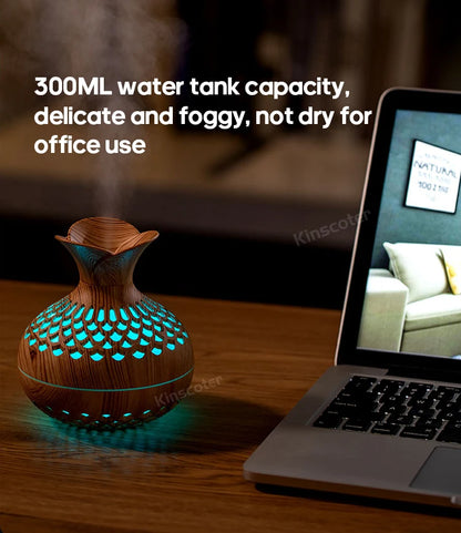 Humidificateur en grain de bois 300ml, Aroma Diffuser Atomizer USB