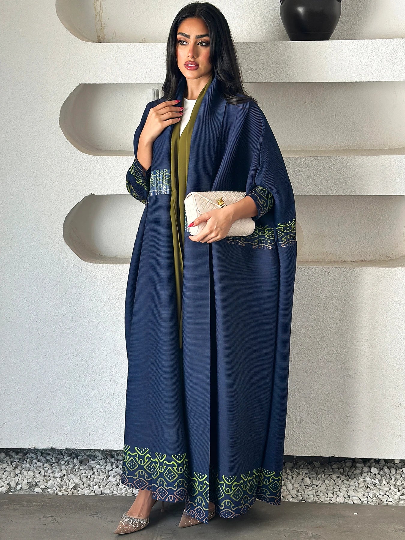 Abaya de l'Aïd de Dubaï, robe de soirée de luxe pour femmes, plissée Miyake, grande taille, style moyen-oriental, manches longues, avec ceinture