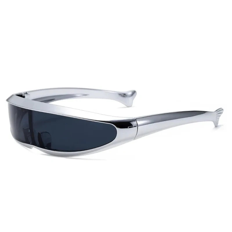 Lunettes de soleil futuristes monoblocs personnalisées galvanisées pour femmes et hommes, style steampunk Y2K 2024, lunettes de soirée rave UV400