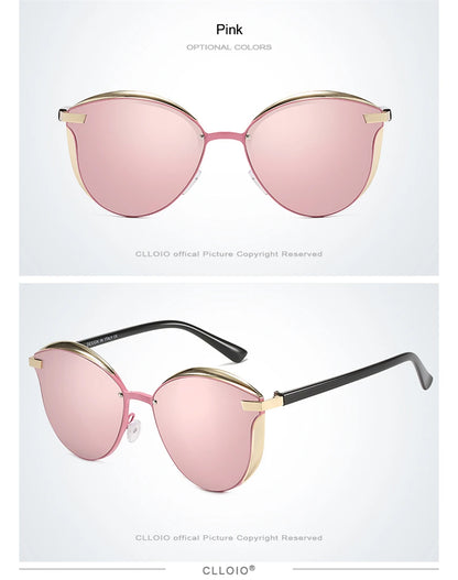 Lunettes de soleil polarisées tendance pour femmes, verres œil de chat, verres de conduite, classiques et luxueux, rondes, pour dames