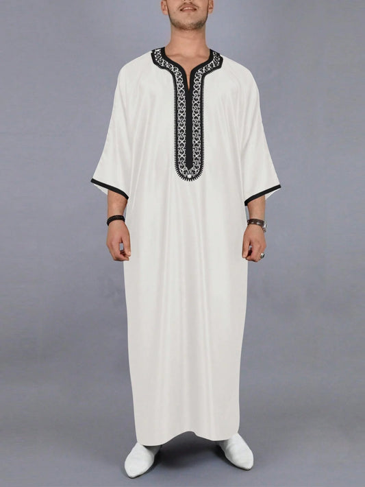 Caftan blanc brodé à manches courtes pour femme, vêtement islamique élégant pour l'été, nouvelle collection 2025