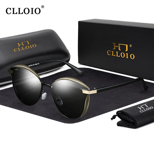 Lunettes de soleil polarisées tendance pour femmes, verres œil de chat, verres de conduite, classiques et luxueux, rondes, pour dames