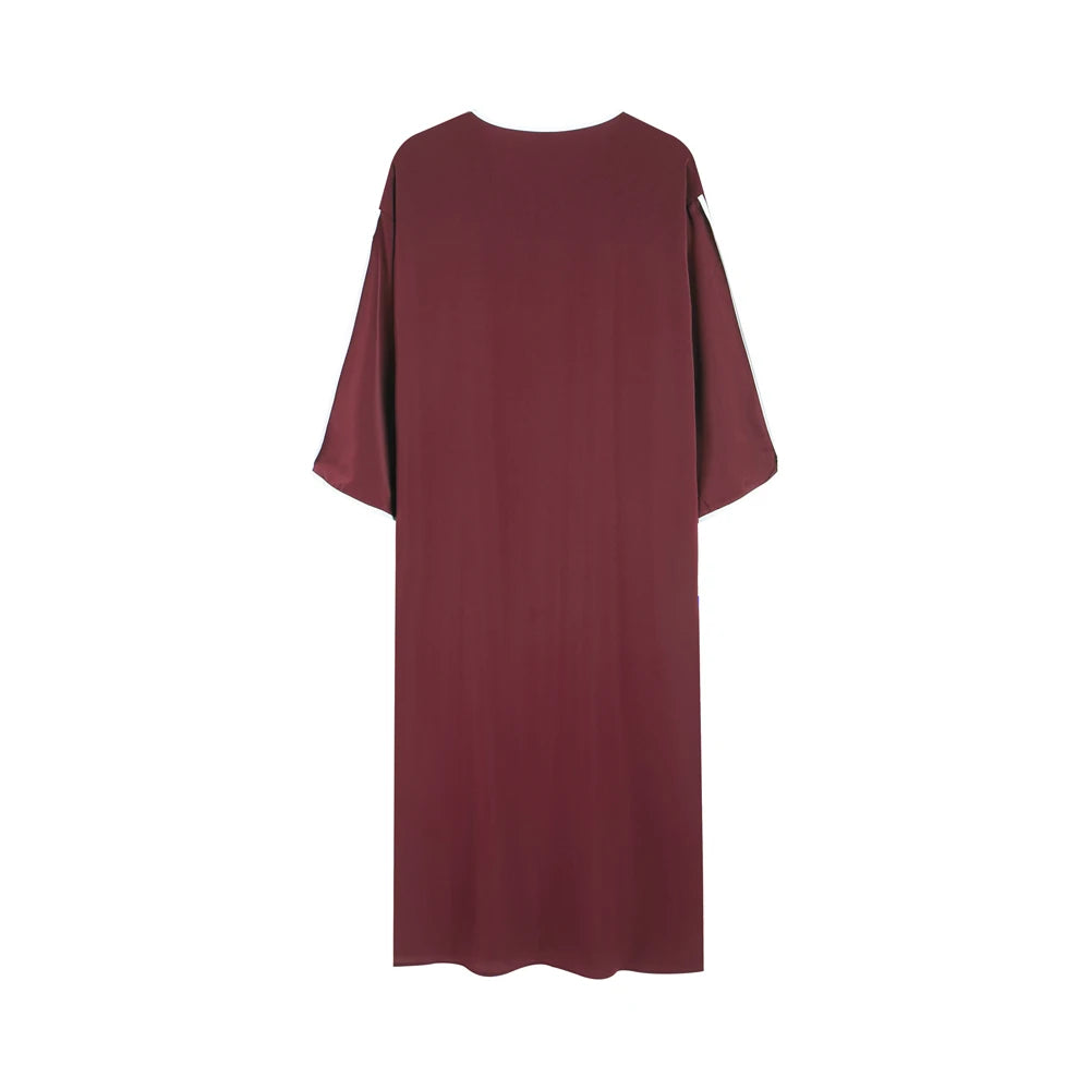 Jubba Thobe à manches courtes pour hommes musulmans, couleur unie, brodée, respirante, vêtement traditionnel islamique, caftan saoudien, abaya