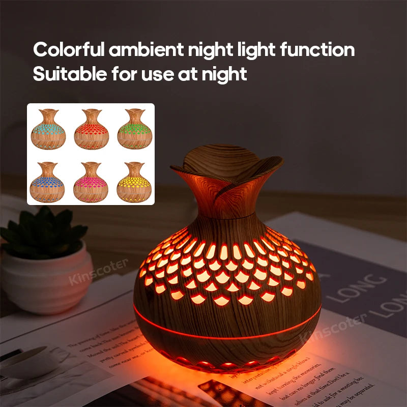 Humidificateur en grain de bois 300ml, Aroma Diffuser Atomizer USB