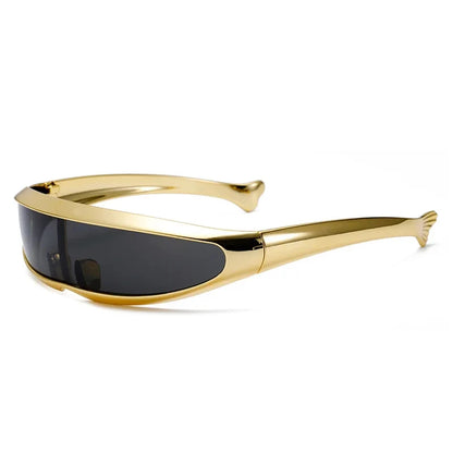 Lunettes de soleil futuristes monoblocs personnalisées galvanisées pour femmes et hommes, style steampunk Y2K 2024, lunettes de soirée rave UV400