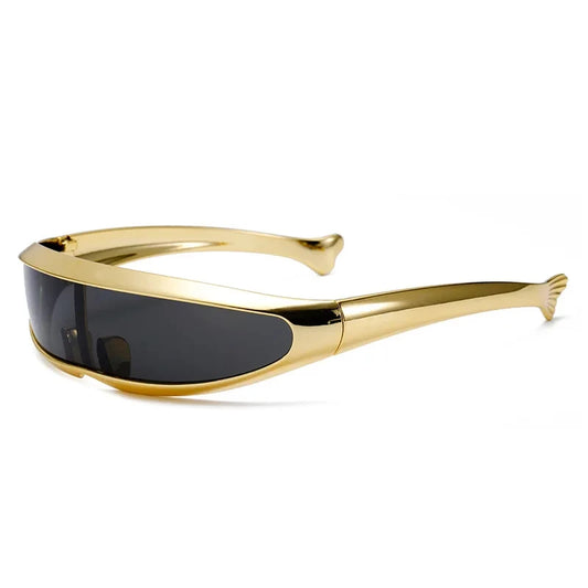 Lunettes de soleil futuristes monoblocs personnalisées galvanisées pour femmes et hommes, style steampunk Y2K 2024, lunettes de soirée rave UV400