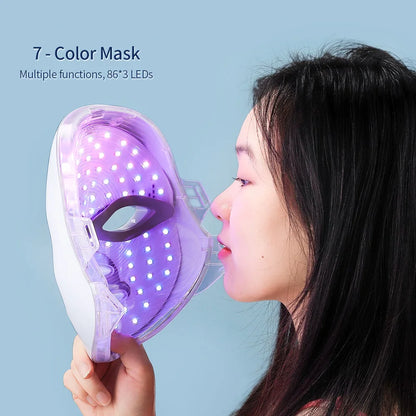 Masque à LED rechargeable 7 couleurs,  Masque de beauté, LED Rajeunissement de la peau, Masque de soins anti-rides